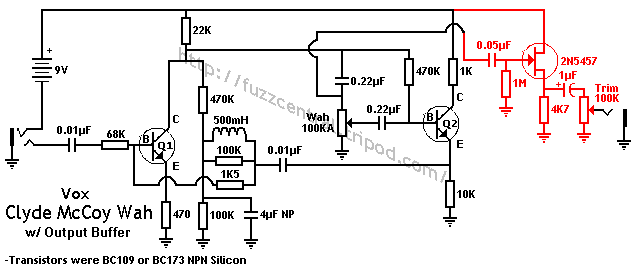 Vox Clyde McCoy Buffered Schematic